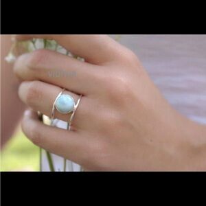 Gold Double Band Moonstone Ring